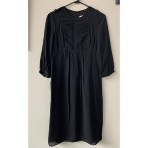 Burberry London Black Silk Pleated Detail Dress